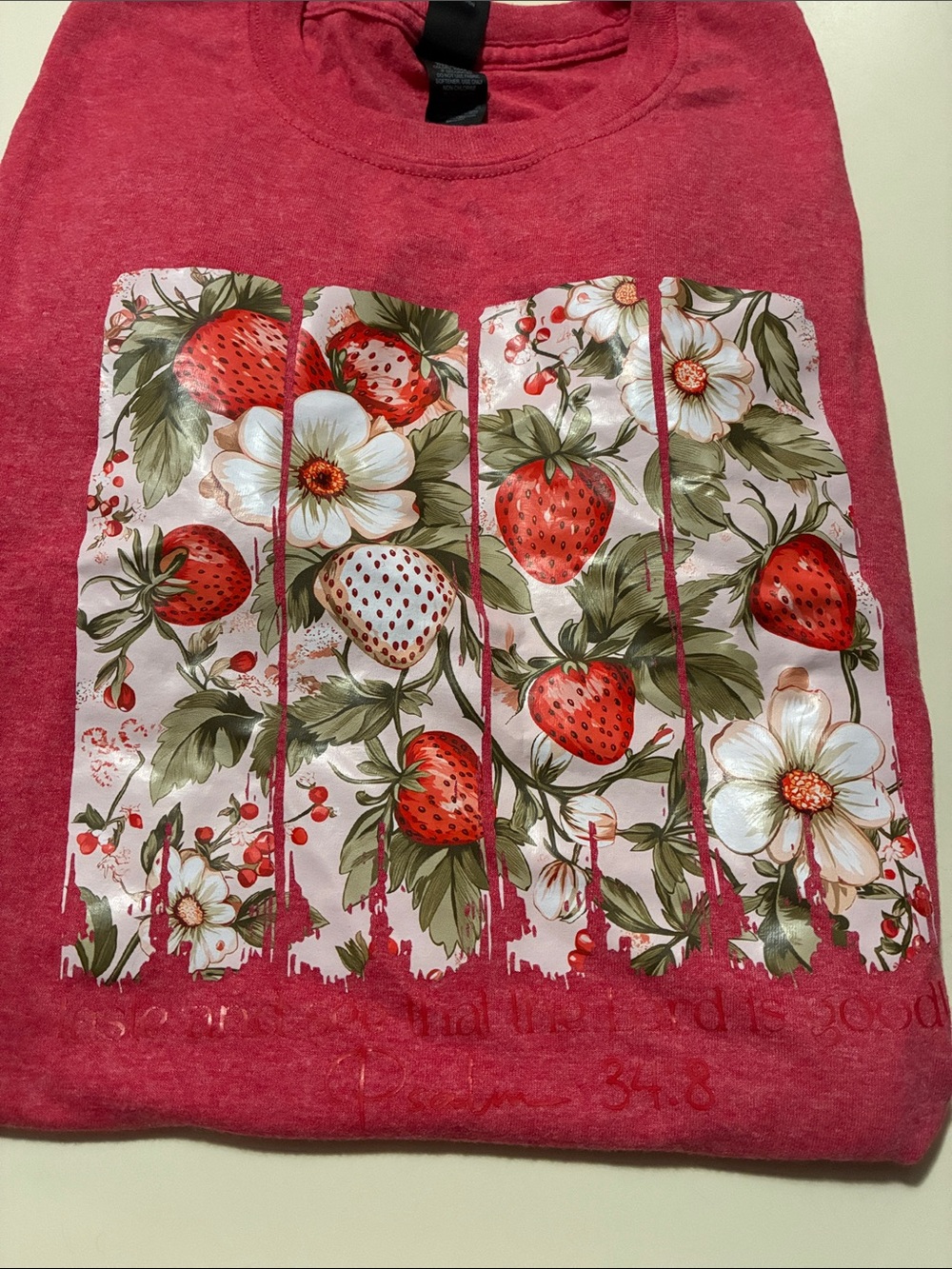 Hanes Red Girls' Strawberry Floral Graphic Tee